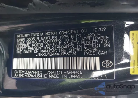 2010 Scion Xd from USA, damaged, VIN JTKKU4B44AJ058024